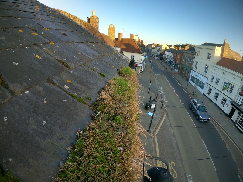 Before: gutters with moss and debris