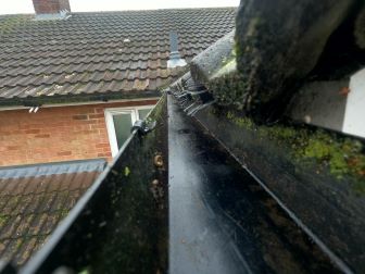 Close-up view of clean and clear gutters after cleaning in Colwick